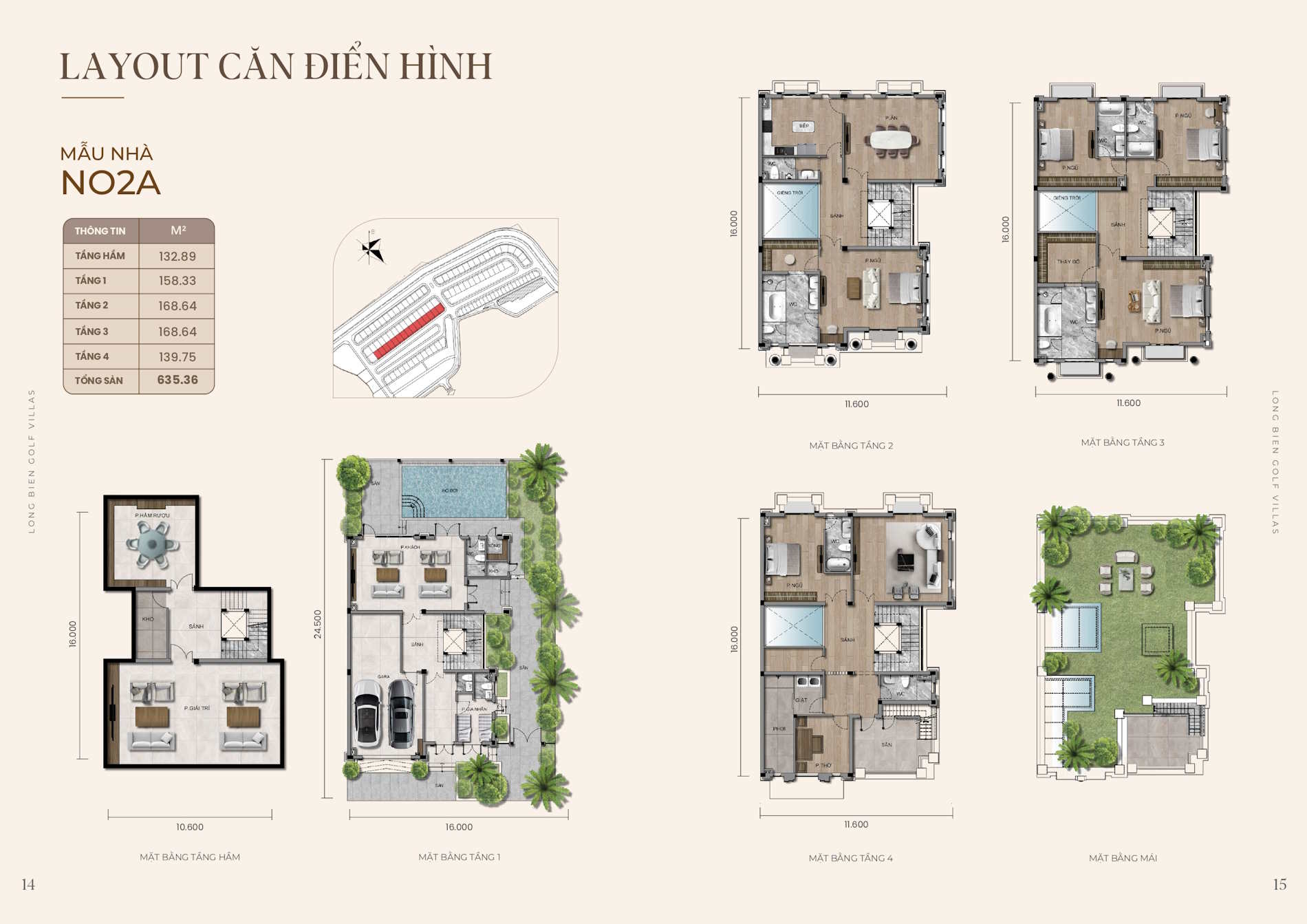 Mặt bằng thiết kế biệt thự NO2A Long Biên Golf Villas