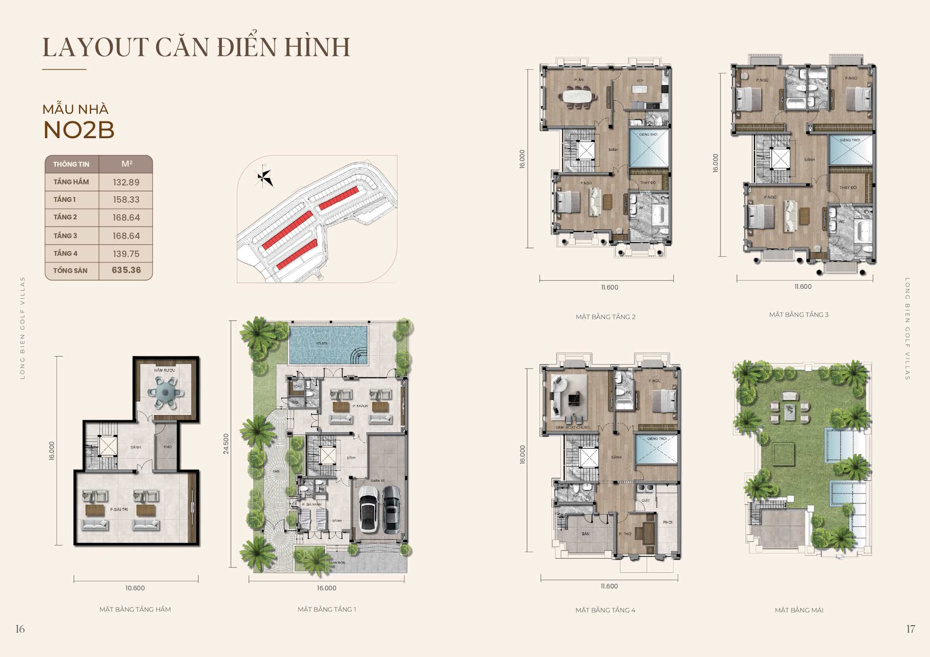 Mặt bằng thiết kế biệt thự NO2B Long Biên Golf Villas