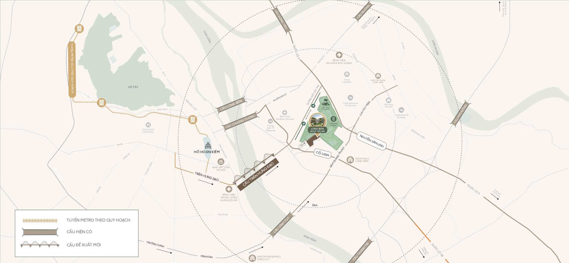 Vị trí Long Biên Golf Villas trong sân golf Long Biên 27 hố